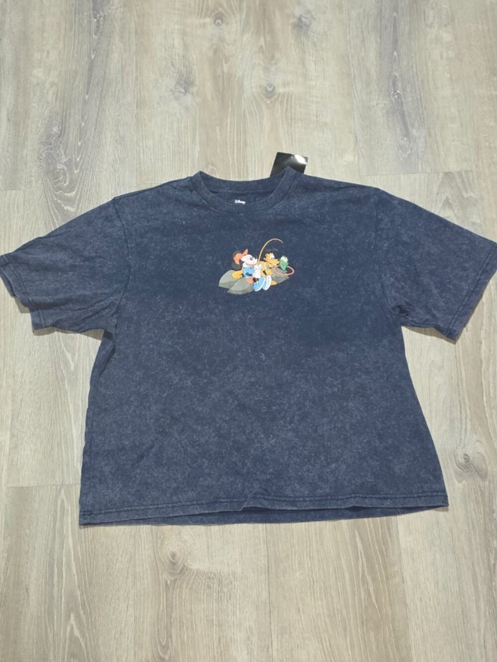 NWT Disney Mickey Mouse Fishing Shirt Adult Large Gray Blue Crewneck Graphic Tee